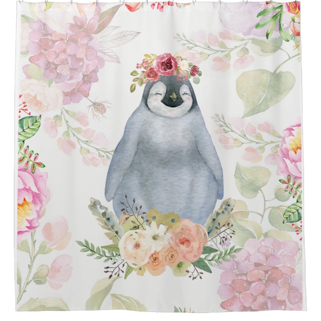 Cute Penguin Daughter Birthday Gift, Love Penguin Shower Curtain (Front)