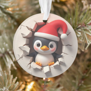 Cute Penguin Double-Sided Holiday Ornament