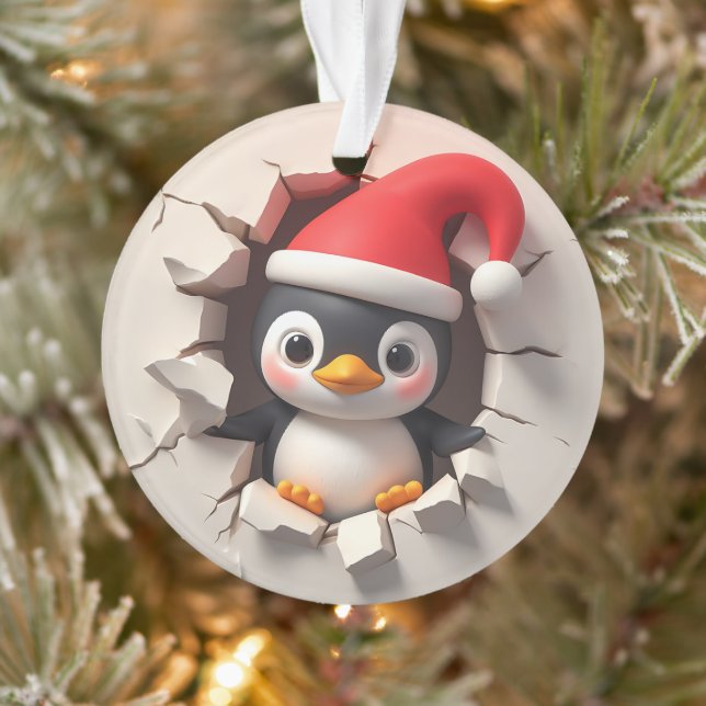 Cute Penguin Double-Sided Holiday Ornament (Tree)