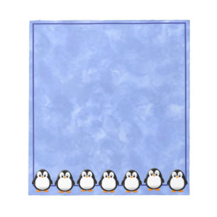 Cute Penguin Drawing Custom Blue Watercolor Notepad