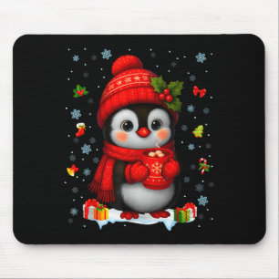 Cute Penguin Drink Hot Cocoa Christmas Xmas Men Wo Mouse Mat