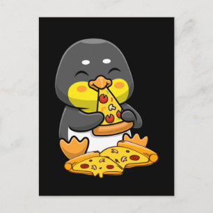 Cute Penguin eating pizza Postcard