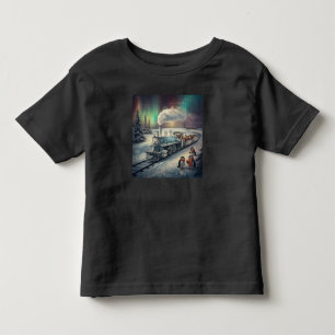 Cute Penguin Express Train Northern Lights Toddler T-Shirt