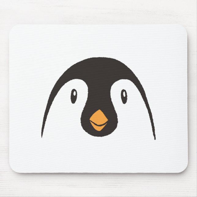 Cute Penguin Face Mouse Mat (Front)