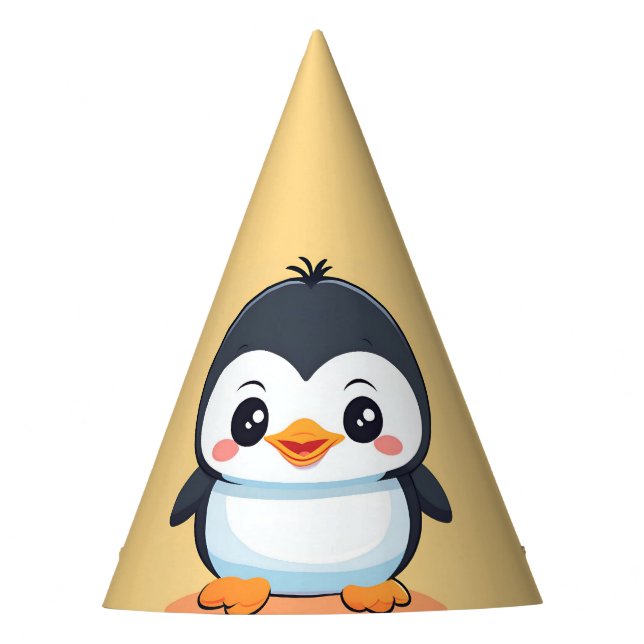 Cute Penguin Face safari zoo ice Birthday Party Party Hat (Front)