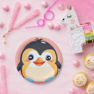 Cute Penguin Face safari zoo jungle Birthday Party Paper Plate
