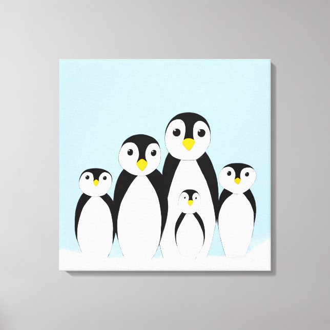 Cute Penguin Family Canvas Print (Front)