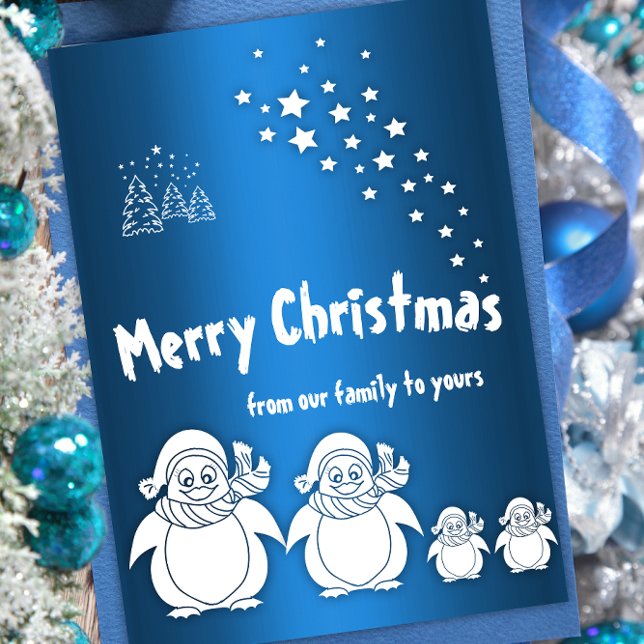 Cute Penguin Family Christmas Holiday Card (Creator Uploaded)