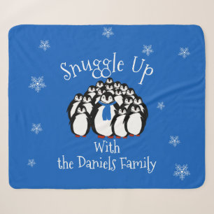 Cute Penguin Family Personalized Sherpa Blanket