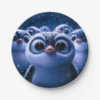Cute Penguin Family Snowy Winter Night