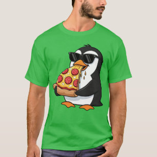 Cute penguin fast food pizza Italian food vintage T-Shirt