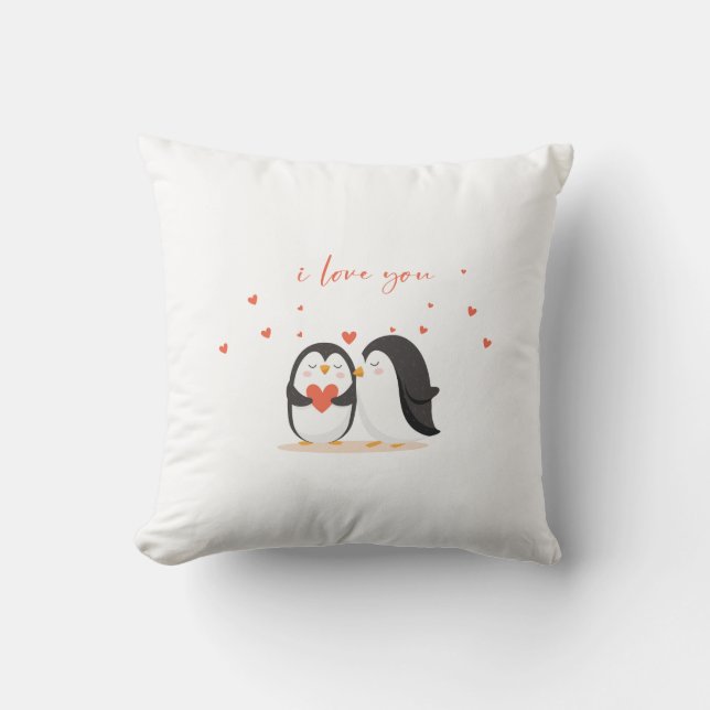 Cute Penguin  - For Anniversary I Love You Cushion (Front)