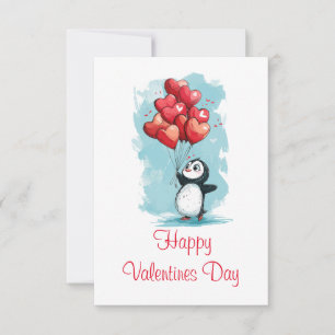 cute penguin for valentine's day  thank you card