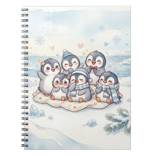 Cute Penguin Friends Spiral Notebook