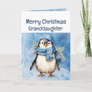 Cute Penguin Fun Animal Granddaughter Christmas Card