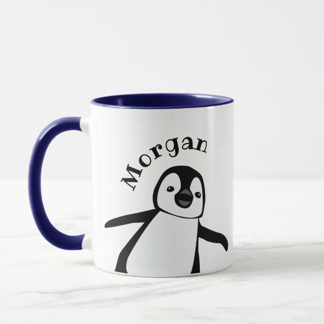 Cute Penguin Fun Name Personalized Mug (Left)