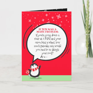 Cute Penguin Funny 2021 Math Problem  Holiday Card