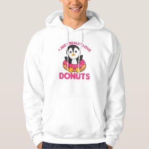 Cute Penguin Funny Animals In Doughnut Pink Hoodie