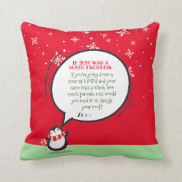 Cute Penguin Funny New Year Math Quote  Cushion