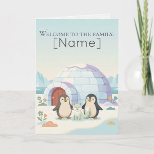 Cute Penguin Fur Baby Personalised New Pet Card