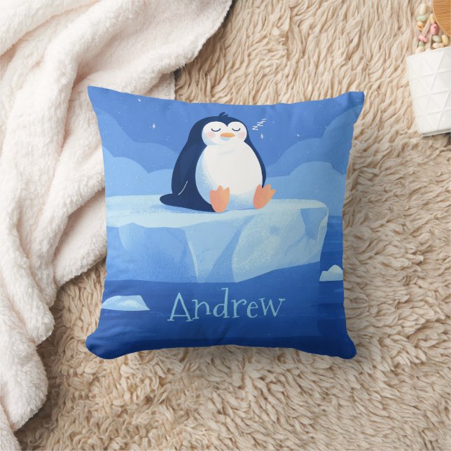 Cute Penguin Gift, Personalized Penguin  Cushion (Blanket)