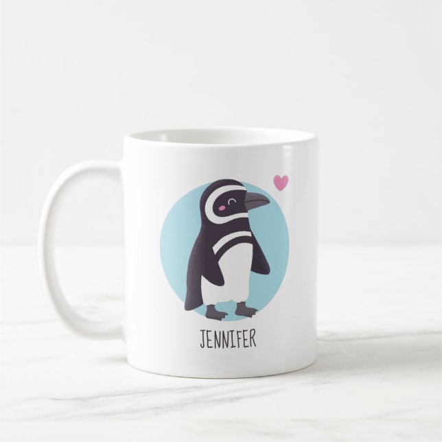 Cute Penguin Girlfriend Matching Personalised Coffee Mug (Left)
