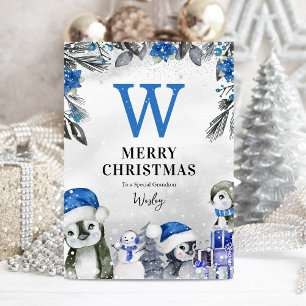 Cute Penguin Grandson Christmas Card