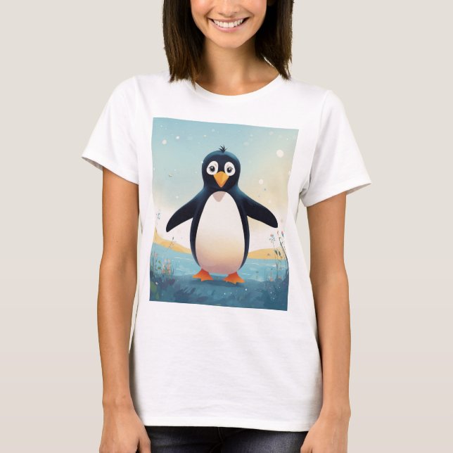 Cute Penguin Graphic T-Shirt for Women  Casual  (Front)