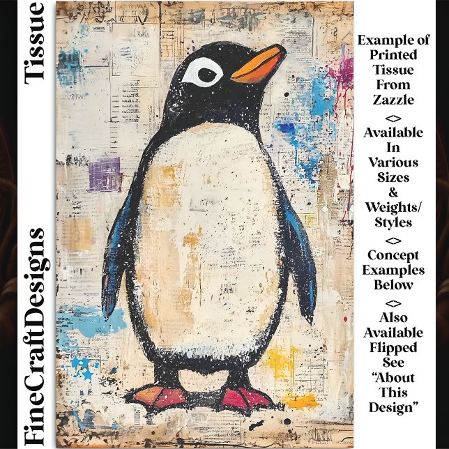 Cute Penguin, Grungy Paper Collage DJ1R Decoupage (Creator Uploaded)