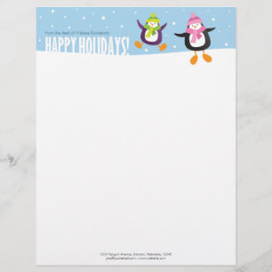 Cute Penguin Happy Holidays Novelty Letterhead