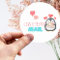 Cute Penguin Happy Mail Round Sticker with Heart