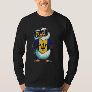 Cute Penguin Heart Trident Barbados Flag Bajan Pri T-Shirt