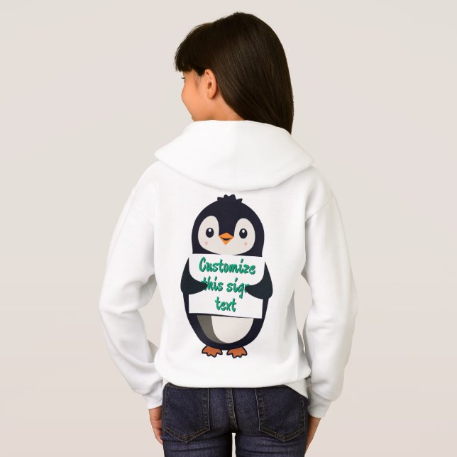 Cute penguin holding a sign for personalized text (Back Full)