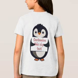 Cute penguin holding a sign for personalized text Tri-Blend shirt