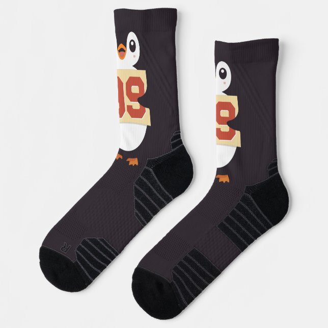 Cute Penguin Holding a Sign Socks (Left)