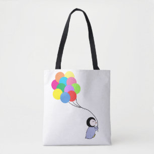Cute penguin holding balloons tote bag