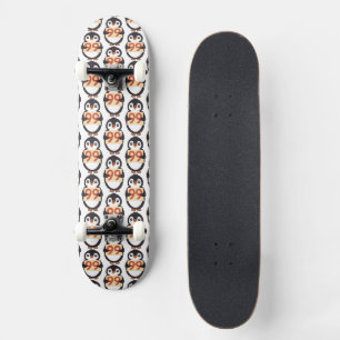 Cute penguin holding sign with the number 99 on it skateboard