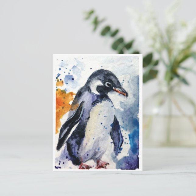 Cute Penguin Holiday Postcard (Standing Front)