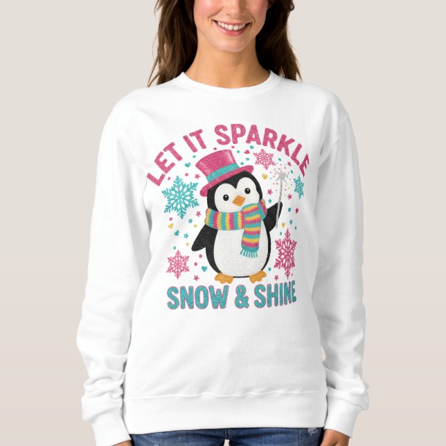 Cute Penguin Holiday Tee – Let It Sparkle Winter (Front)