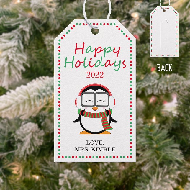 Cute Penguin Holidays Gift Tag (front & Back) (Creator Uploaded)