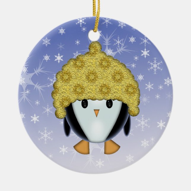 Cute Penguin in Hat Ornament (Front)