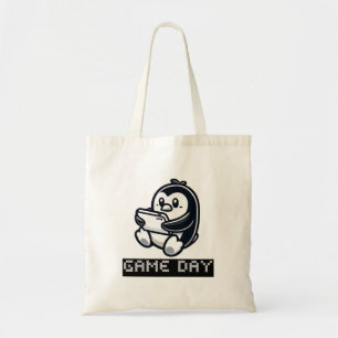 Cute Penguin is playing a Video Game - Game Day Tote Bag