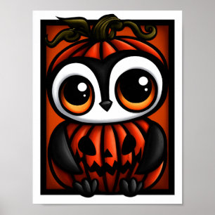 Cute Penguin Jack-o'-Lantern Halloween Costume Poster