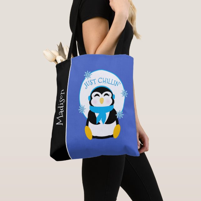 Cute Penguin | Just Chillin' Tote Bag (Close Up)