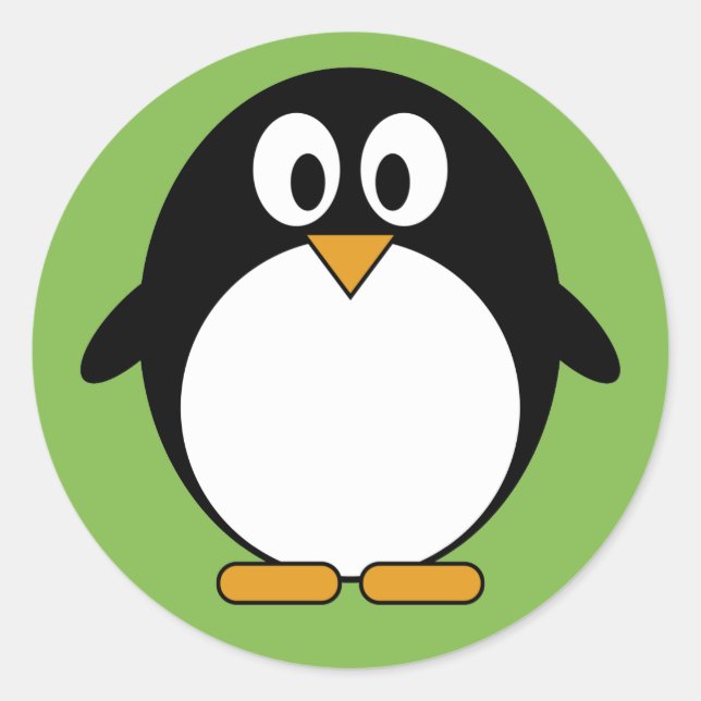 Cute Penguin Kawaii Cartoon Classic Round Sticker (Front)