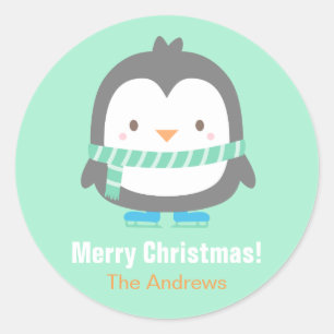 Cute Penguin Kids Christmas Decor Stickers