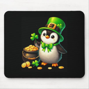 Cute Penguin Leprechaun St Patricks Day Boys Girls Mouse Mat