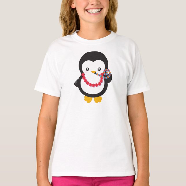 Cute Penguin, Little Penguin, Party Whistle T-Shirt (Front)