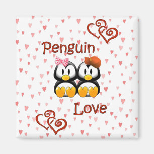 Cute Penguin Love Hearts Magnet 2