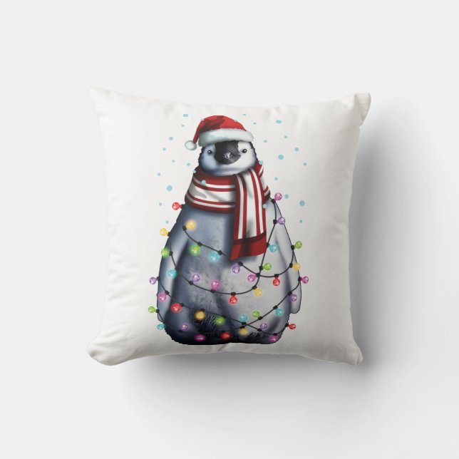Cute Penguin Lover Funny Christmas Holiday Gift Cushion (Front)